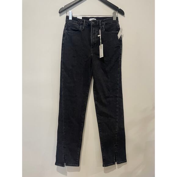 NWT Good American Good Boy Twisted Slit Denim Jeans Black Women's Size 4 / 27 - Picture 2 of 7